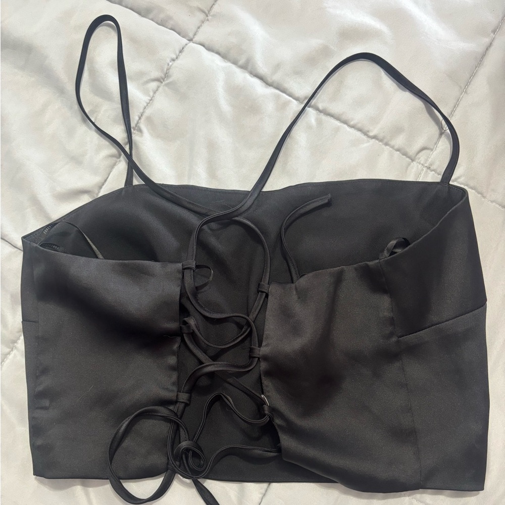 Forever 21 Black Lace-Up Tank Top